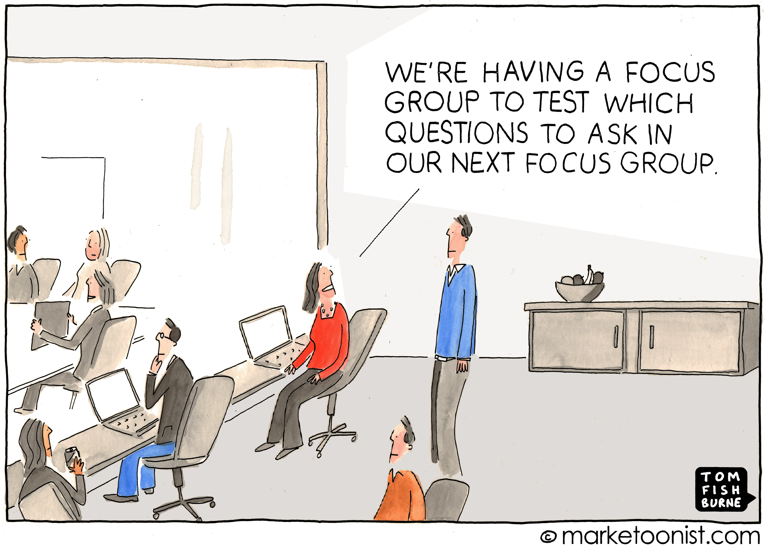 Cartoon about focus groups in qualitative market research